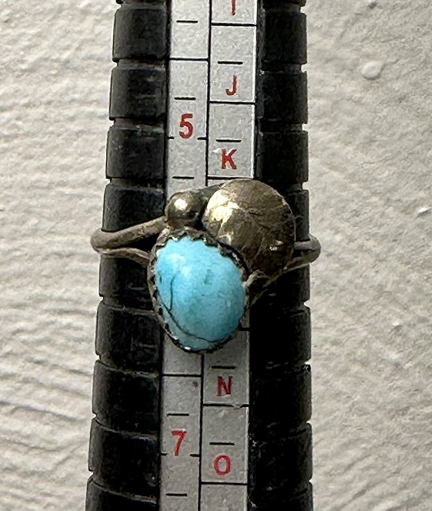 Vintage Native American Silver Turquoise Ring Sz 5.75