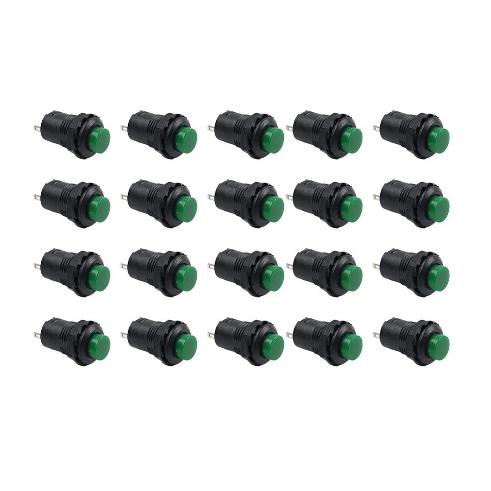 20pcs 12mm Threaded Green Cap Latching Push Button Switch ON-OFF