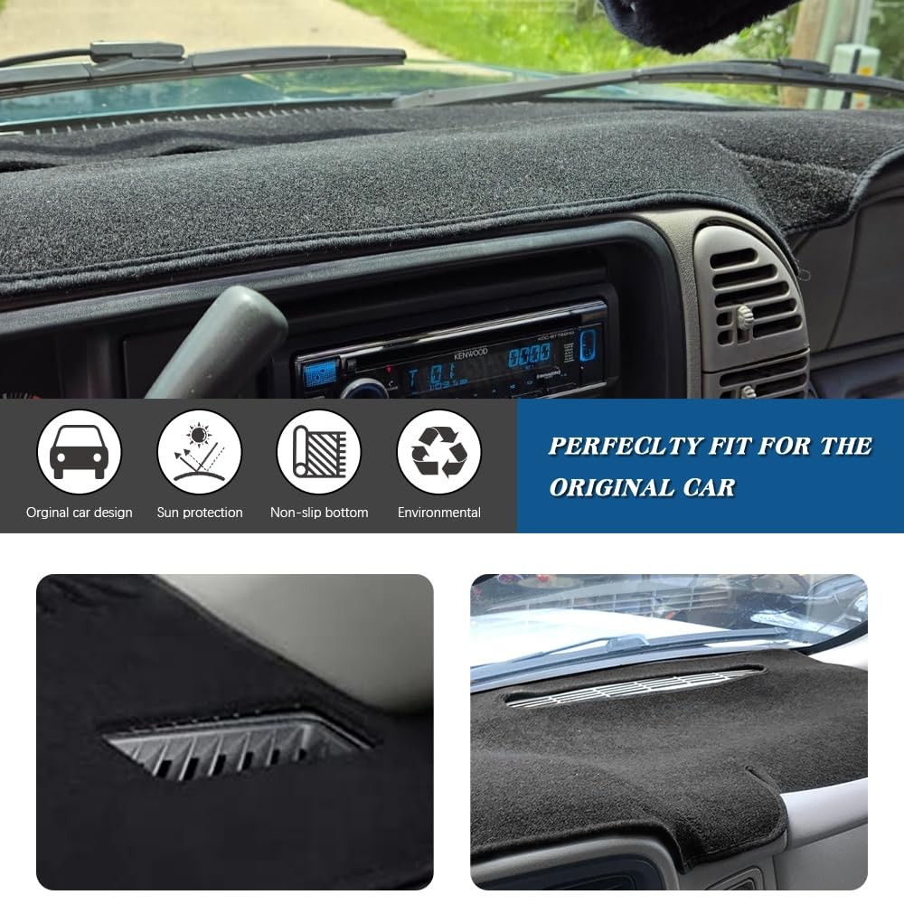 KEDAKEJI Dashboard Dash Cover Mat 1997-2000 Chevy Chevrolet and GMC, Black