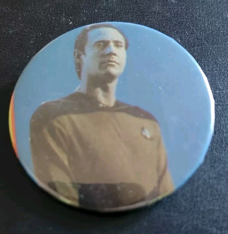 VTG Star Trek 2.25 Inch Data Pinback Button Lapel Pin