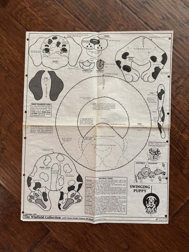 Swinging Puppy Pattern and Instructions - Vintage 1992