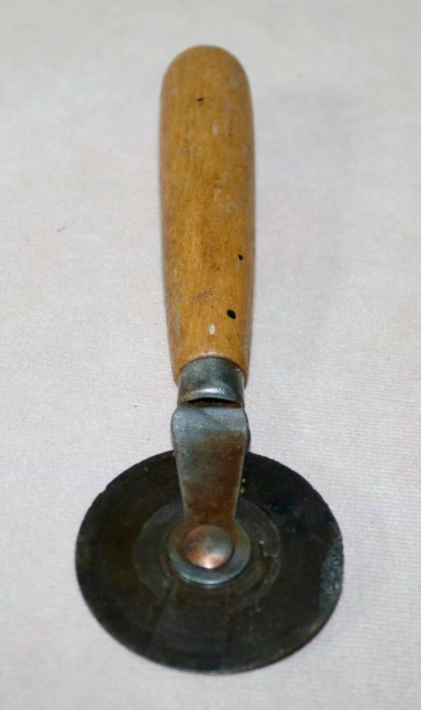Fabric Cutting Tool 2” Diameter Wood Handle - Vintage