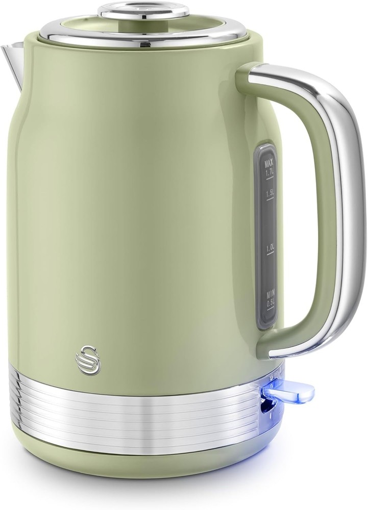 Swan Retro Jug Kettle, Rapid Boil, Removable Limescale Filter, Easy Pour 360 Deg