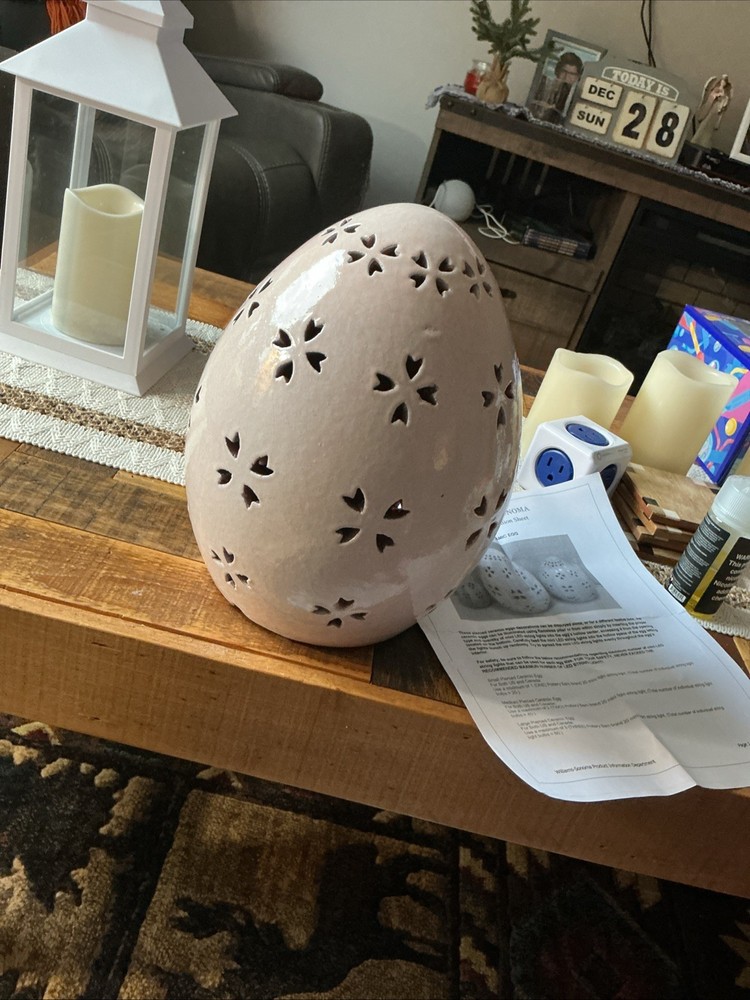 POTTERY BARN TERRACOTTA EASTER EGG LUMINARY/LANTERN YELLOW