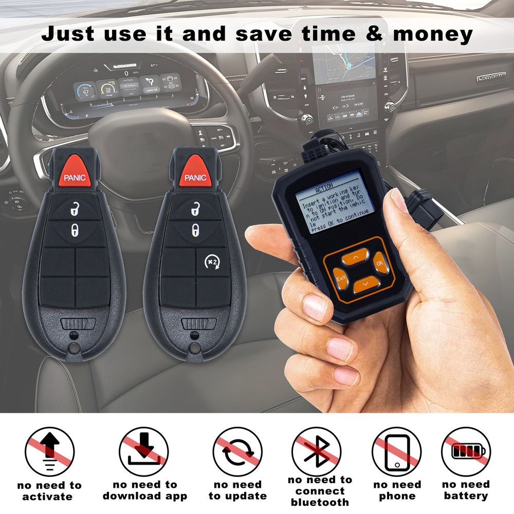 2X Remote Key Fob + Programmer For 2013-2017 Dodge RAM 1500 2500 3500