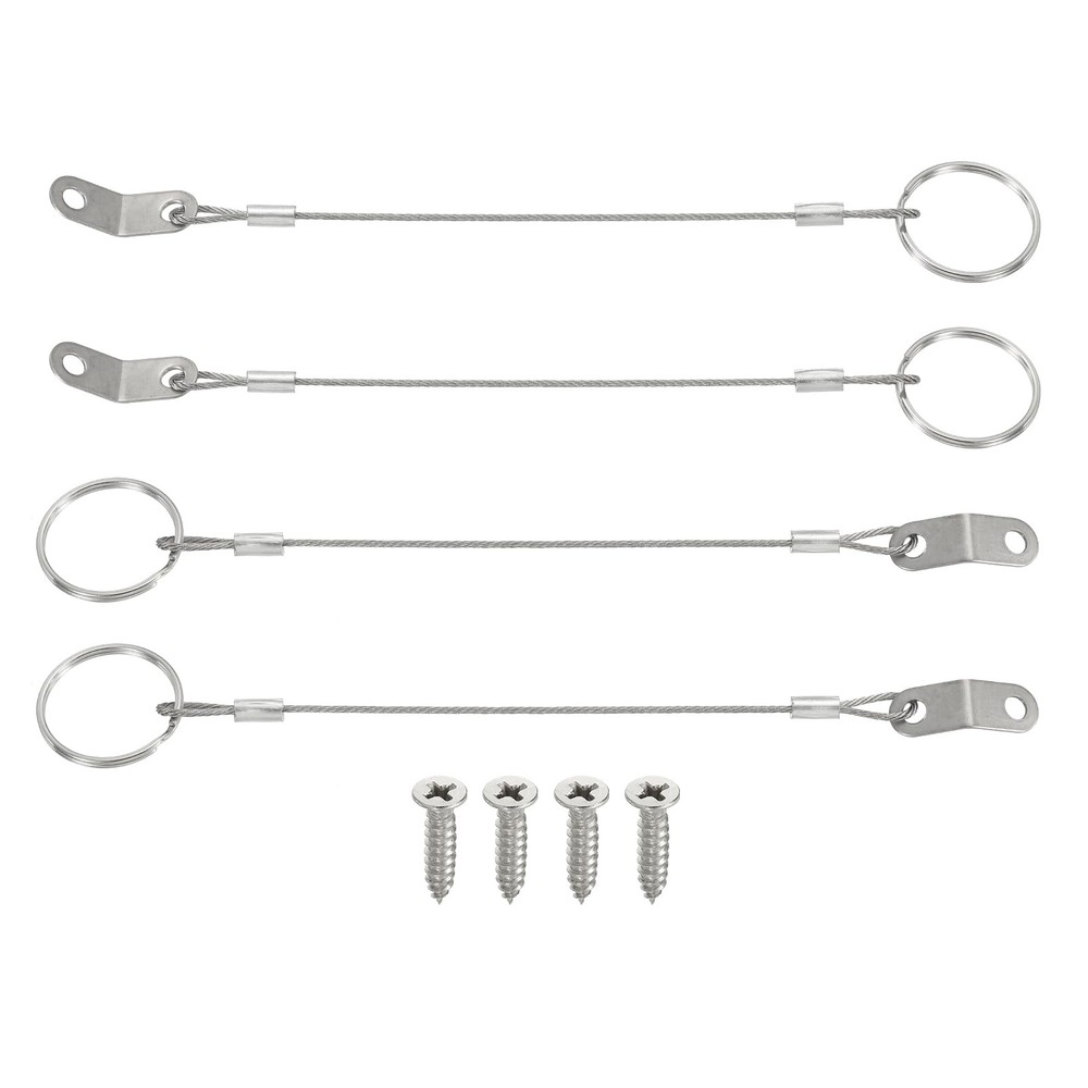 4Pack 6 Inch Stainless Steel Lanyard Cable Tether Wire Quick Release Pin Lanyard