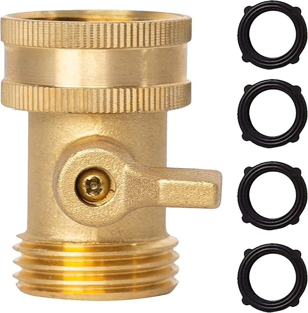 Solid Brass Garden Hose Shut Off Valve with 4 Washers - Leak-Proof Design