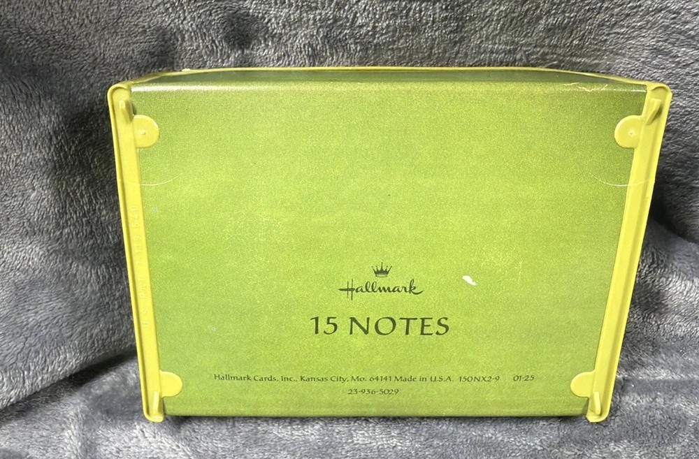 Vtg MCM Hallmark Cards 1970s Plastic Lidded Notes Box Fruit Decor, 10 Cards