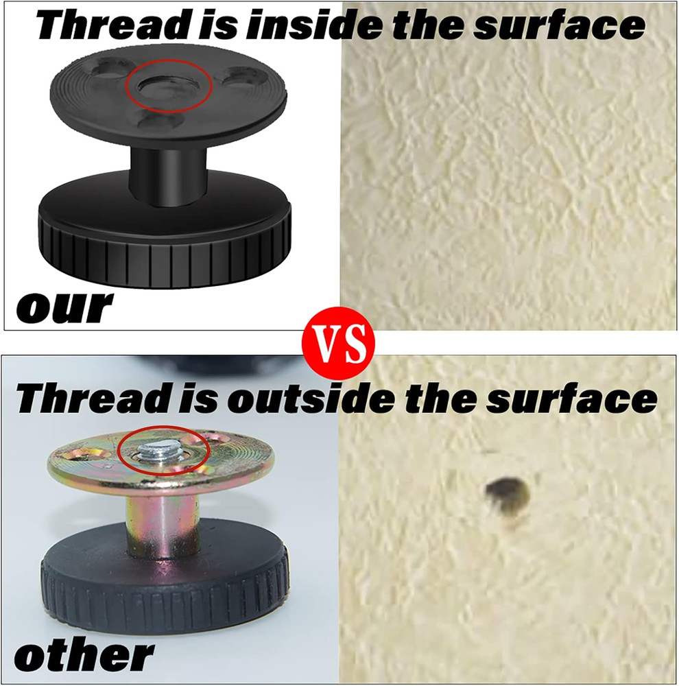 Adjustable Bed Frame Stabilizer Bumpers, 4-Pack Wall Protectors, Black