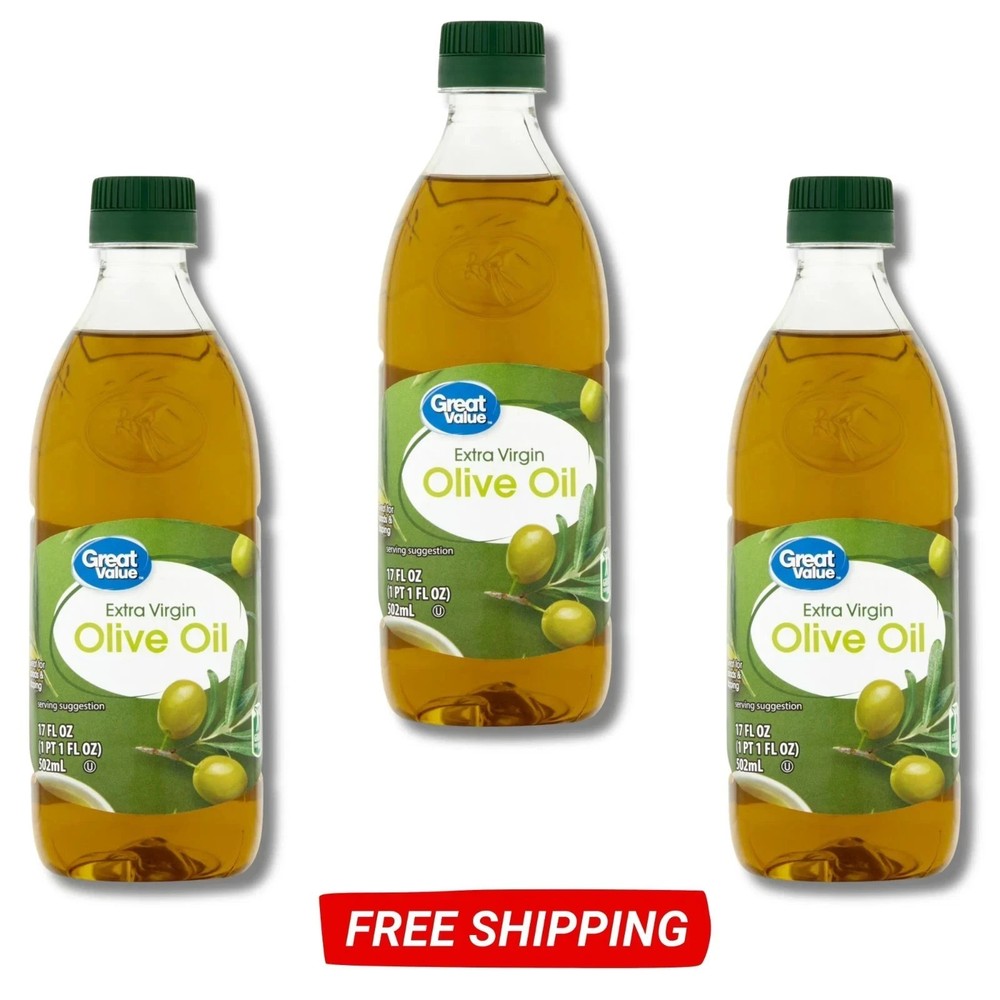 Great Value 100% Extra Virgin Olive Oil - 17 fl oz (3 Pack)
