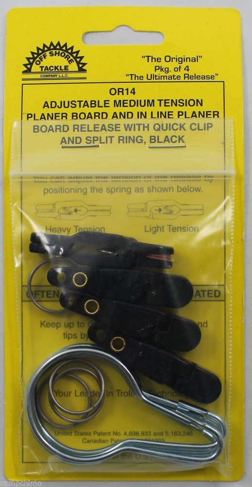 OFF SHORE TACKLE OR-14 ADJUSTABLE MEDIUM TENSION PLANER BOARD RELEASE BLACK