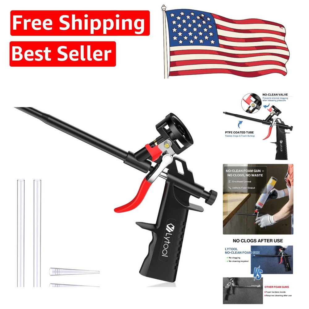 Adjustable Foam Applicator Gun - Hand-Powered No-Clean Design for Home Projects