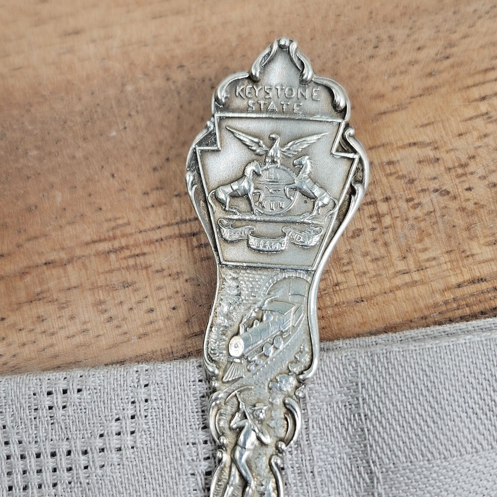 Sterling Silver JOHNSTOWN FLOOD "Unknown Dead" Plot Pennsylvania Souvenir Spoon