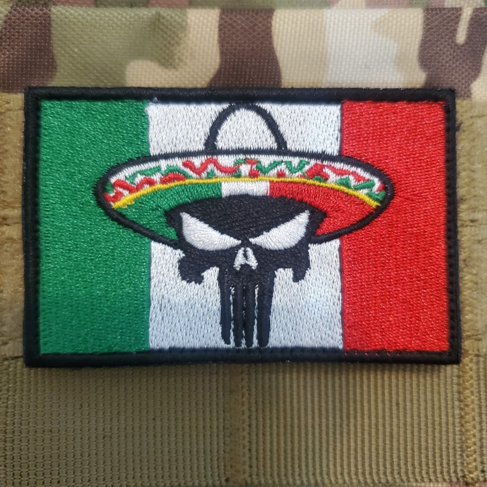 PUNISHER MEXICO FLAG Tactical Morale Patch Hook and Loop