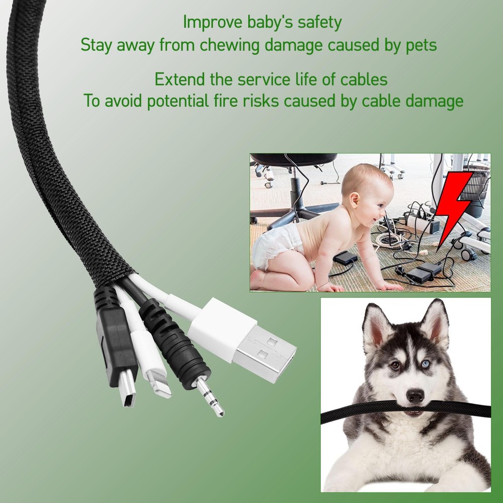 Cable Sleeve Split-Sleeving 20ft 3/4" Cord Management Wire Protector