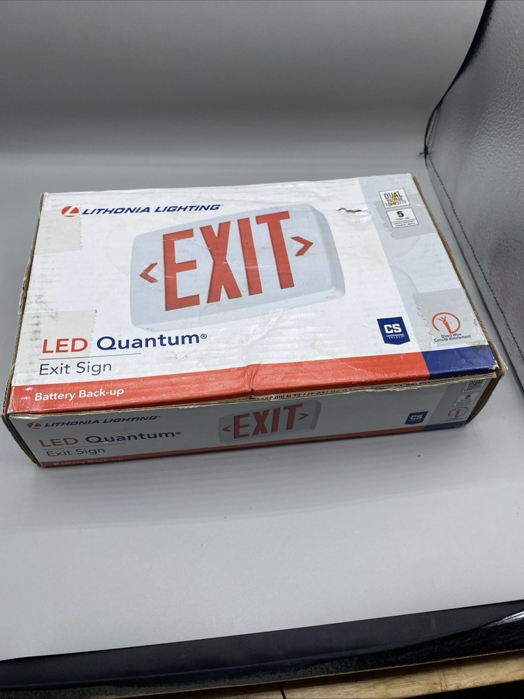 Lithonia Lighting LED Exit Sign Stencil-Faced White Housing Red Letters Sealed