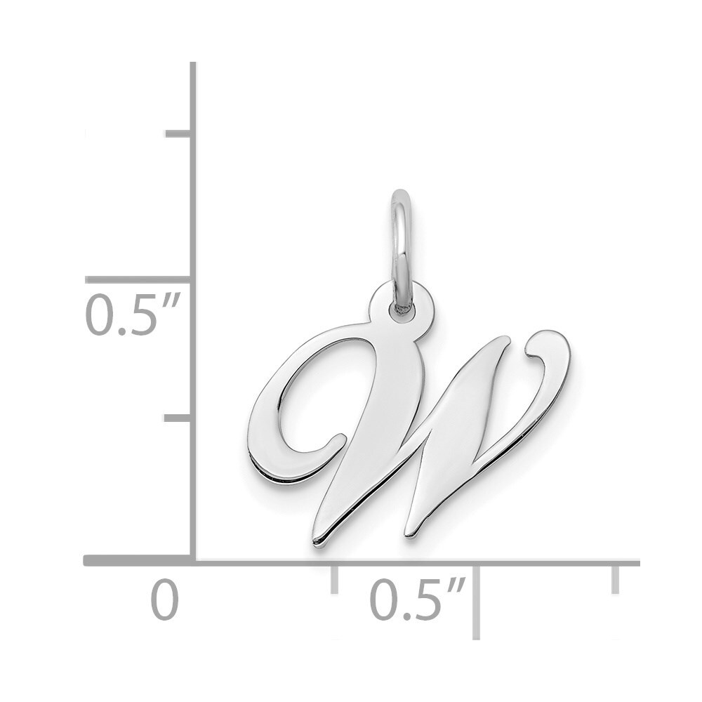 14K White Gold Small Fancy Script Initial W Charm