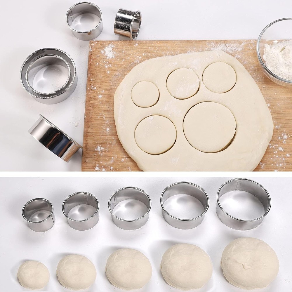 Gradated 5 Sizes Round Cookie Cutters - Durable & Dishwasher Safe