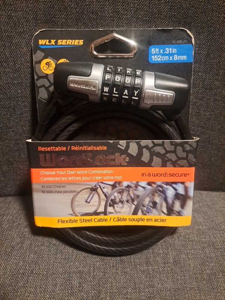 WLX, Wordlock Bicycle, Tools, Almost Any Security Cable Lock System. 5'x.31"
