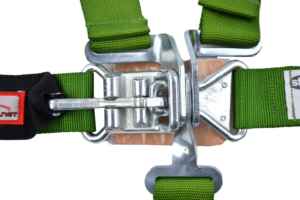 UNIVERSAL MIDGETS 5 POINT RACE HARNESS WRAP OR BOLT LATCH & LINK LIME GREEN