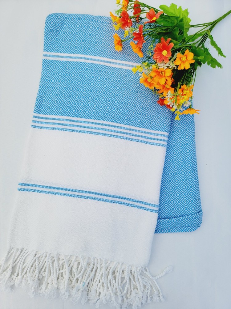 100% Cotton Geometric Diamond Weave All Season Solid Blanket Soft Sofa Throw