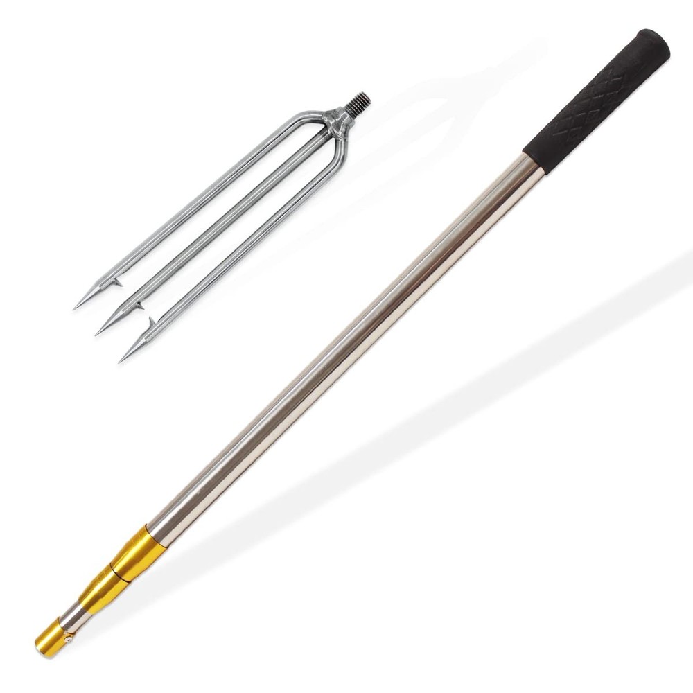 Dutiplus Telescopic Fish Gaff with Replaceable 3-Tooth Harpoon, 55" Stainless St