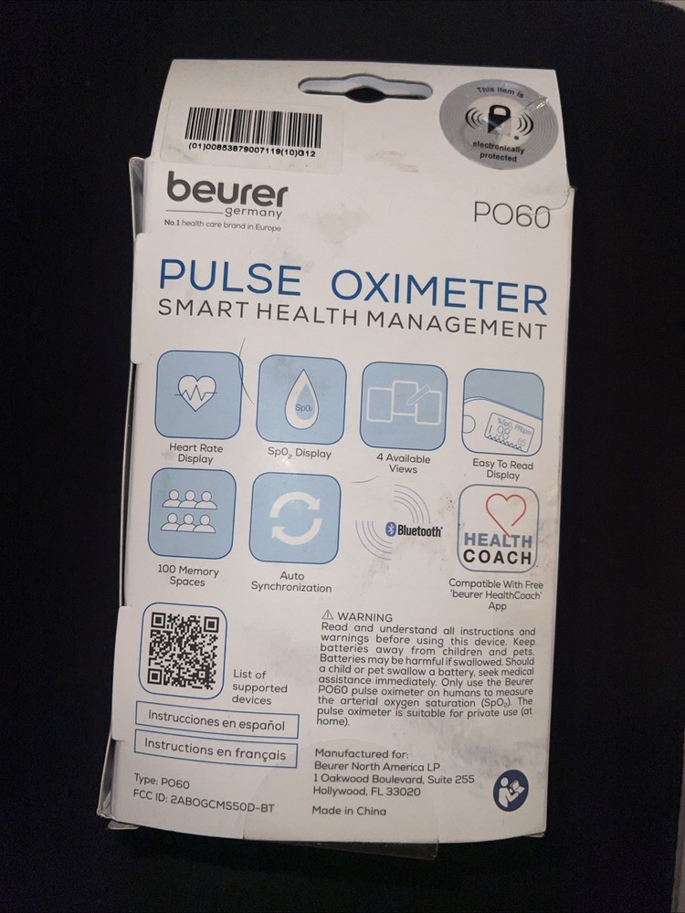 Beurer PO60 Bluetooth Pulse Oximeter
