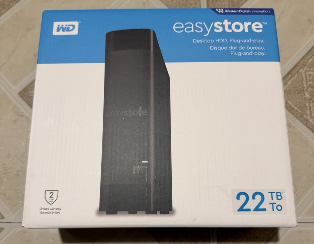 WD EASYSTORE 22TB DESKTOP HDD NEW, External HDD
