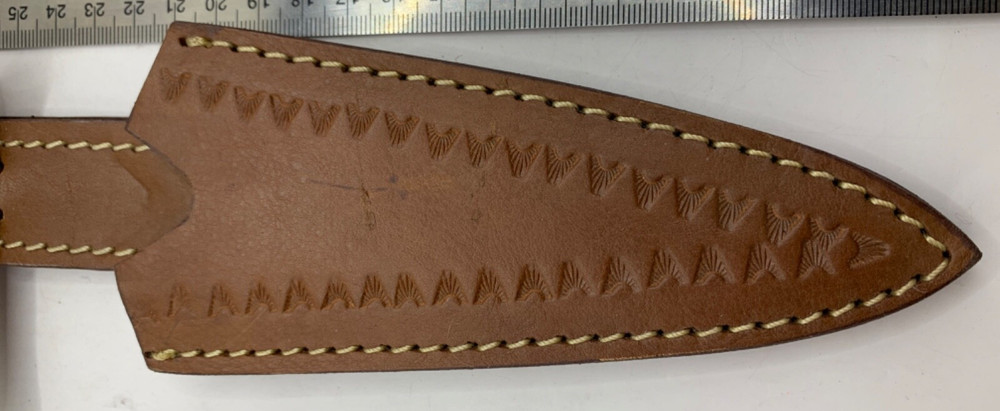 2 Leather Knife Sheaths Decorative Handtooling Brown Belt Loop