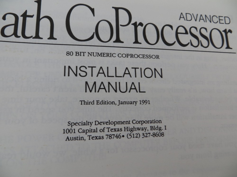 5.25" Floppy Disk & Manual for Advanced Math CoProcessor vintage computer disc