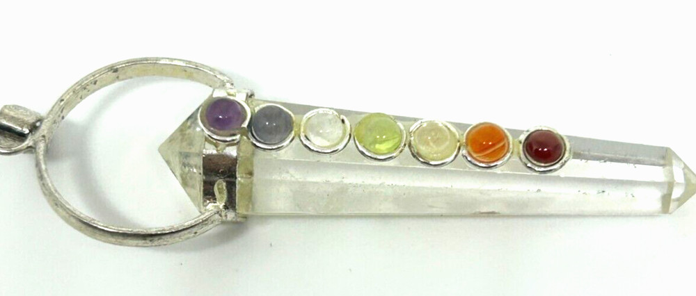 7 Chakra Crystal Pendant Double Terminate 1.5"