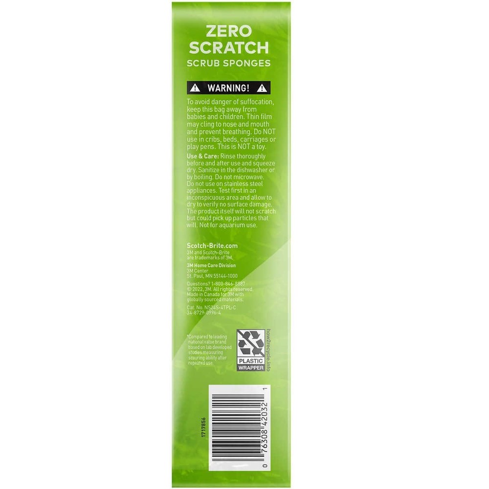 Scotch-Brite Scrub Sponges, Zero Scratch, Blue, 24 Count