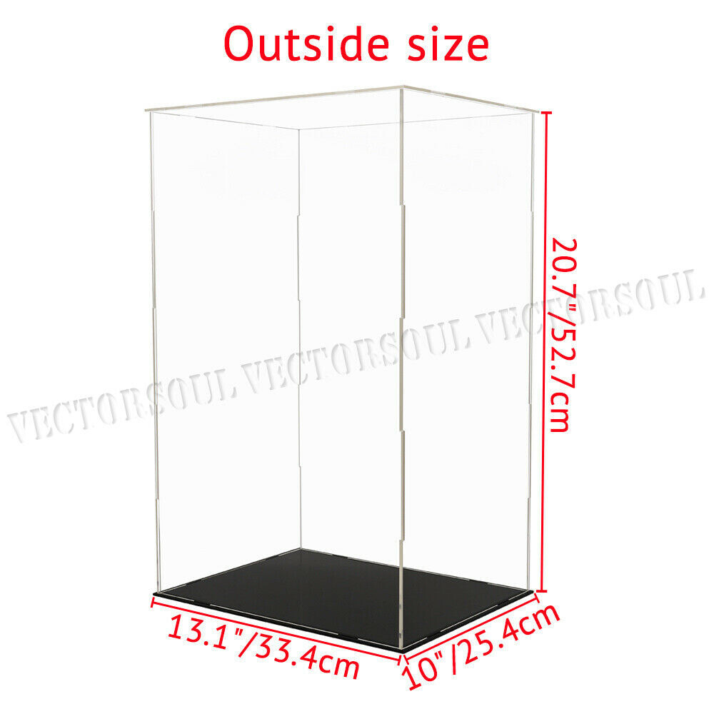 US Acrylic Display Case 20.5" H Large Box Plastic Base Self-Install Dustproof
