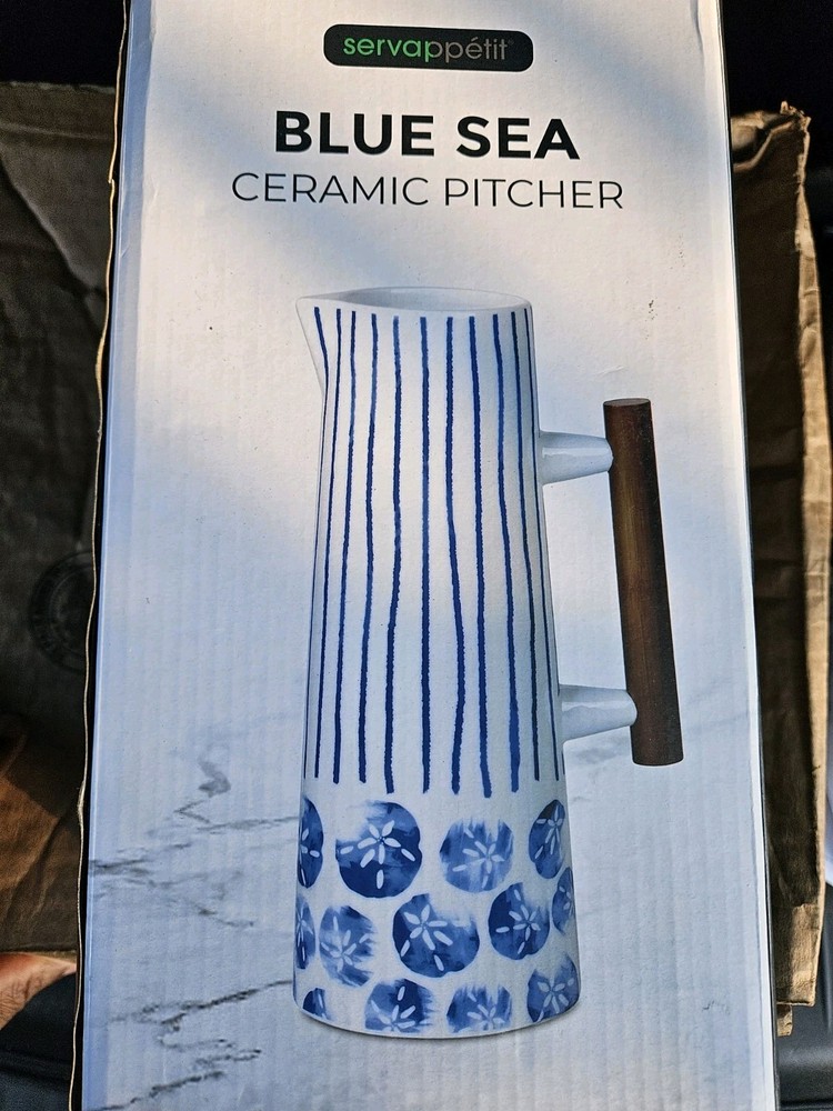 Servappetit Ceramic Pitcher  Blue Sea