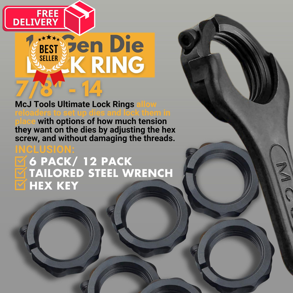 McJ Tools Reloading Die Lock Rings 1st Gen 12pack