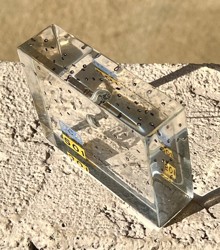 RCA 501 Electronic Data Processing System, 1958, lucite paperweight/transistor