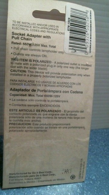 Do It Best Socket Adapter With Pull Chain (50258) FS