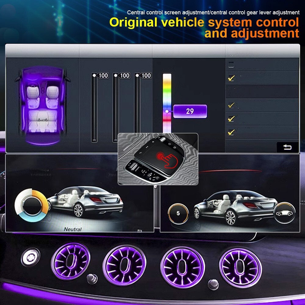 7 Color Air Vent Ambient Lamp For Mercedes Benz S-Class W222 S550 S400 2014-2017