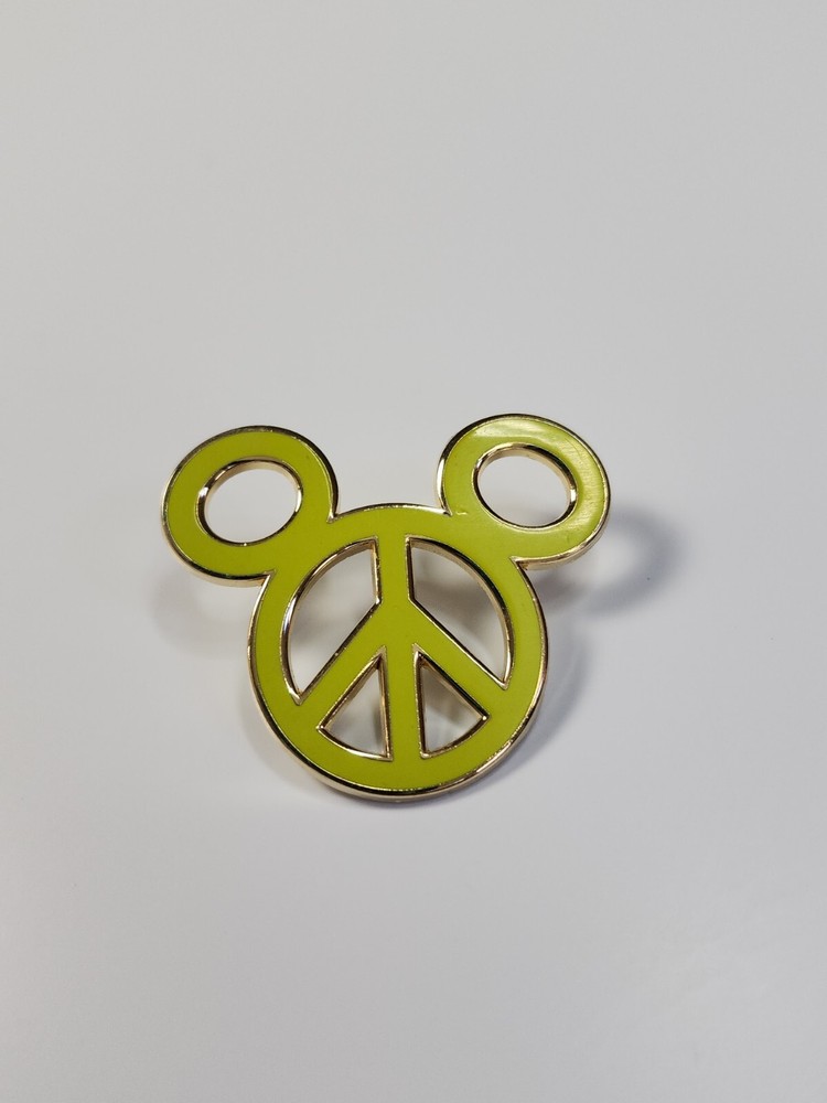 Mickey Mouse Green Peace Sign Lapel Pin