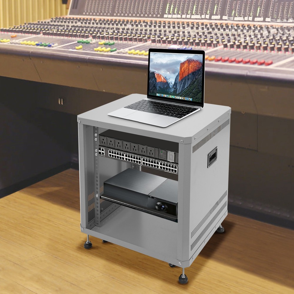 12U Rolling Server Rack Open Cabinet Network & Stereo Rack with Wheels for DJ