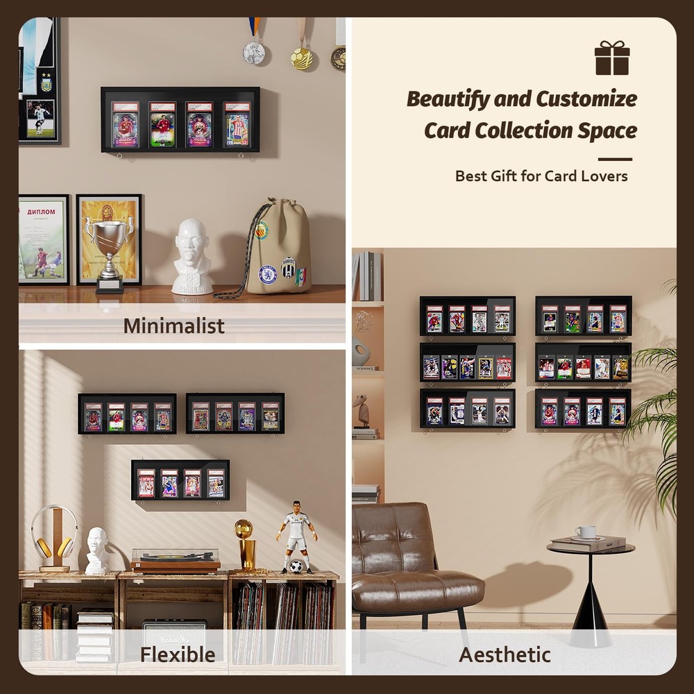 Emfogo Card Display Case, 3 Pack Trading Frame 3 Pack, Black