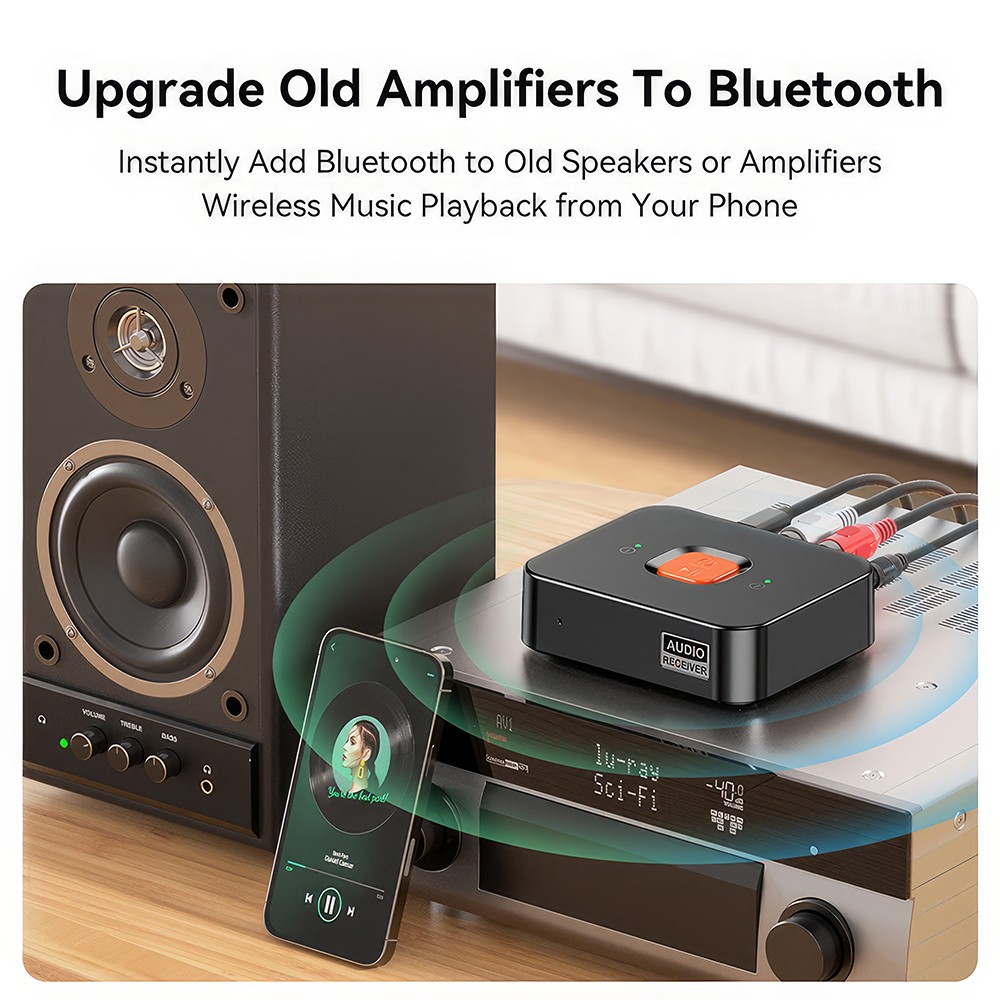 Bluetooth 6.0 Receiver Wireless Audio Adapter with Low Latency for Speakers