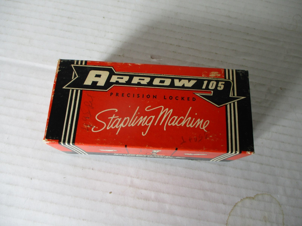 Vintage Arrow Chrome No. 105 Stapler STAPLING MACHINE ORIGINAL BOX INSTRUCTIONS