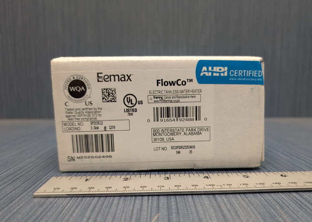 Eemax SPEX3512 FlowCo Electric Tankless Water Heater 10AWG 120V 3.5kW SEALED