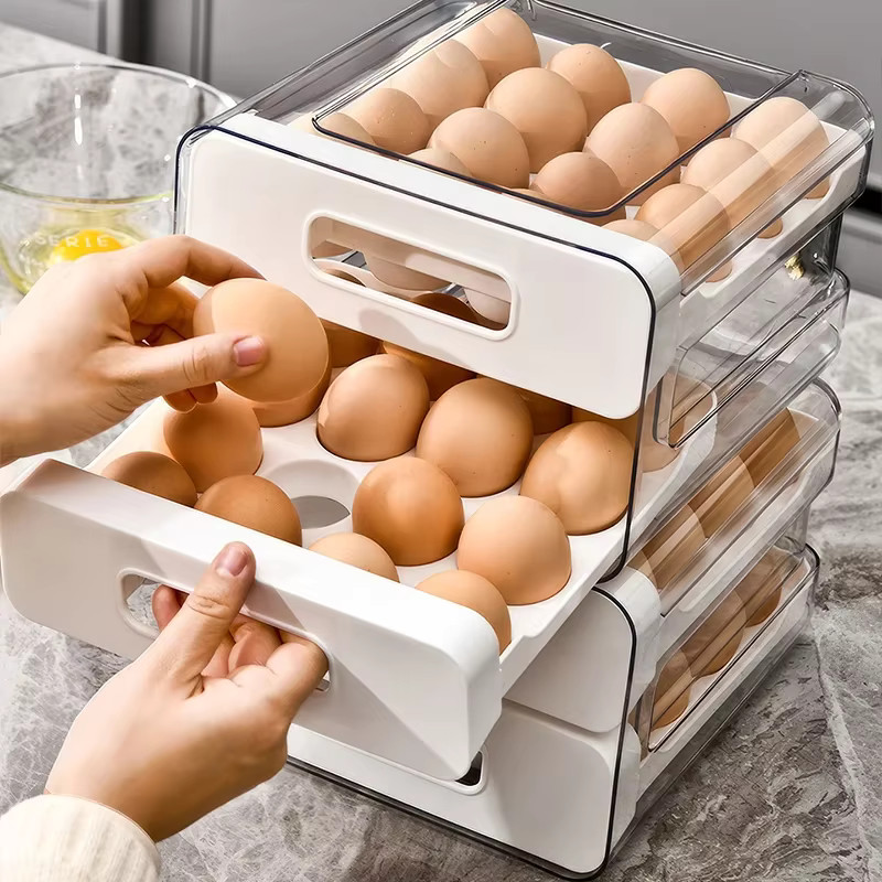 Refrigerator Egg Organizer Storage Box 32 Compartments Drawer Style