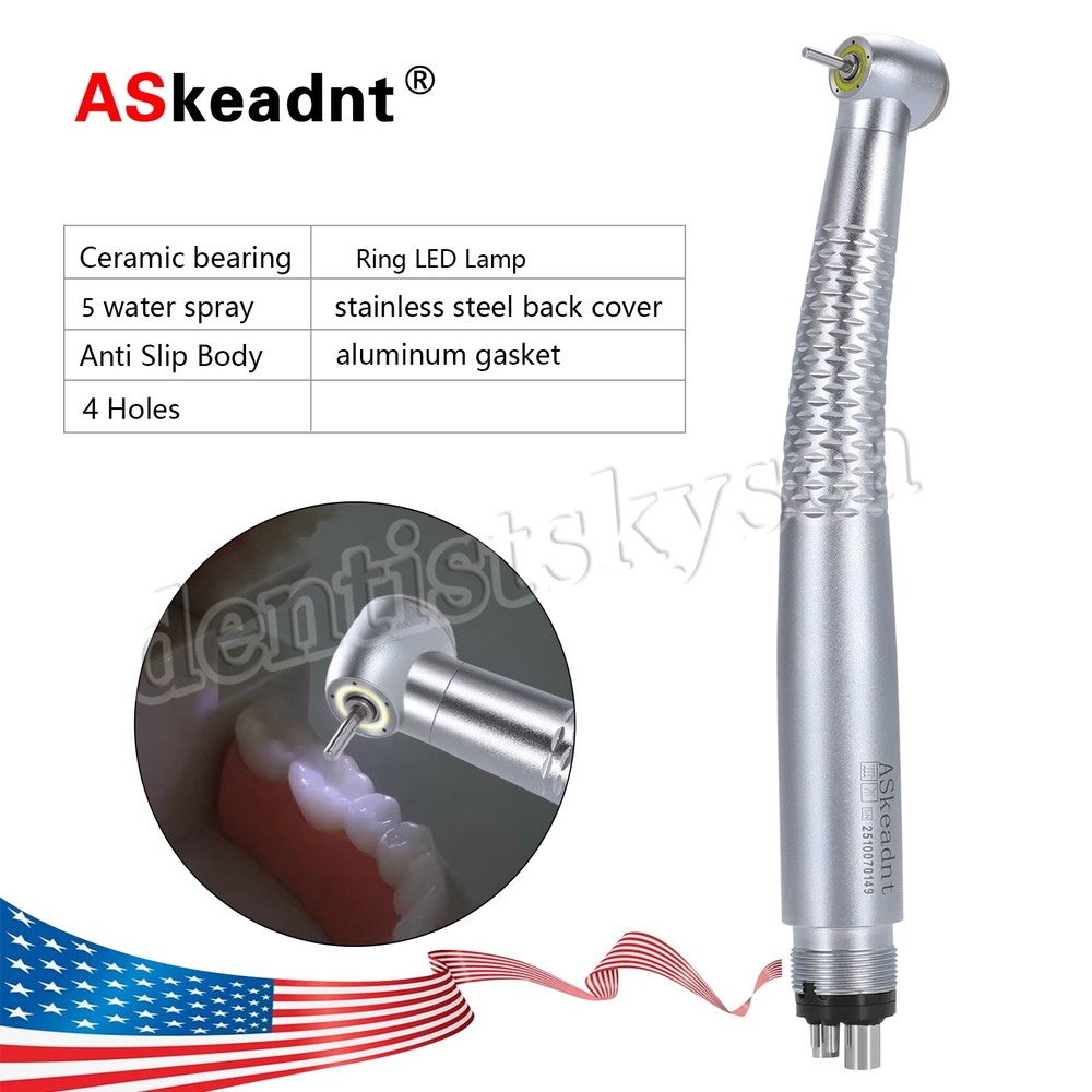 Dental Ring LED Optic High Speed Handpiece E-Generator Shadowless 4 Hole