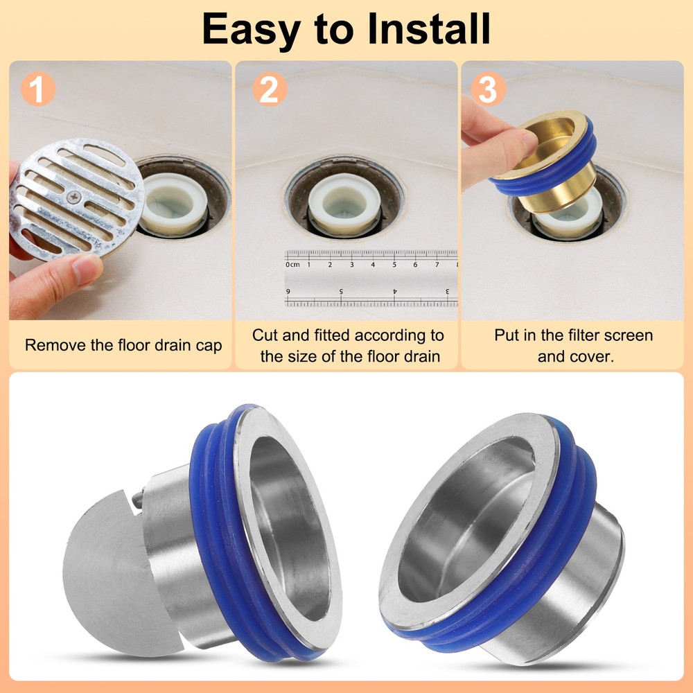 2Pcs Brass Shower Floor Drain Backflow Preventer for Kitchen Silver