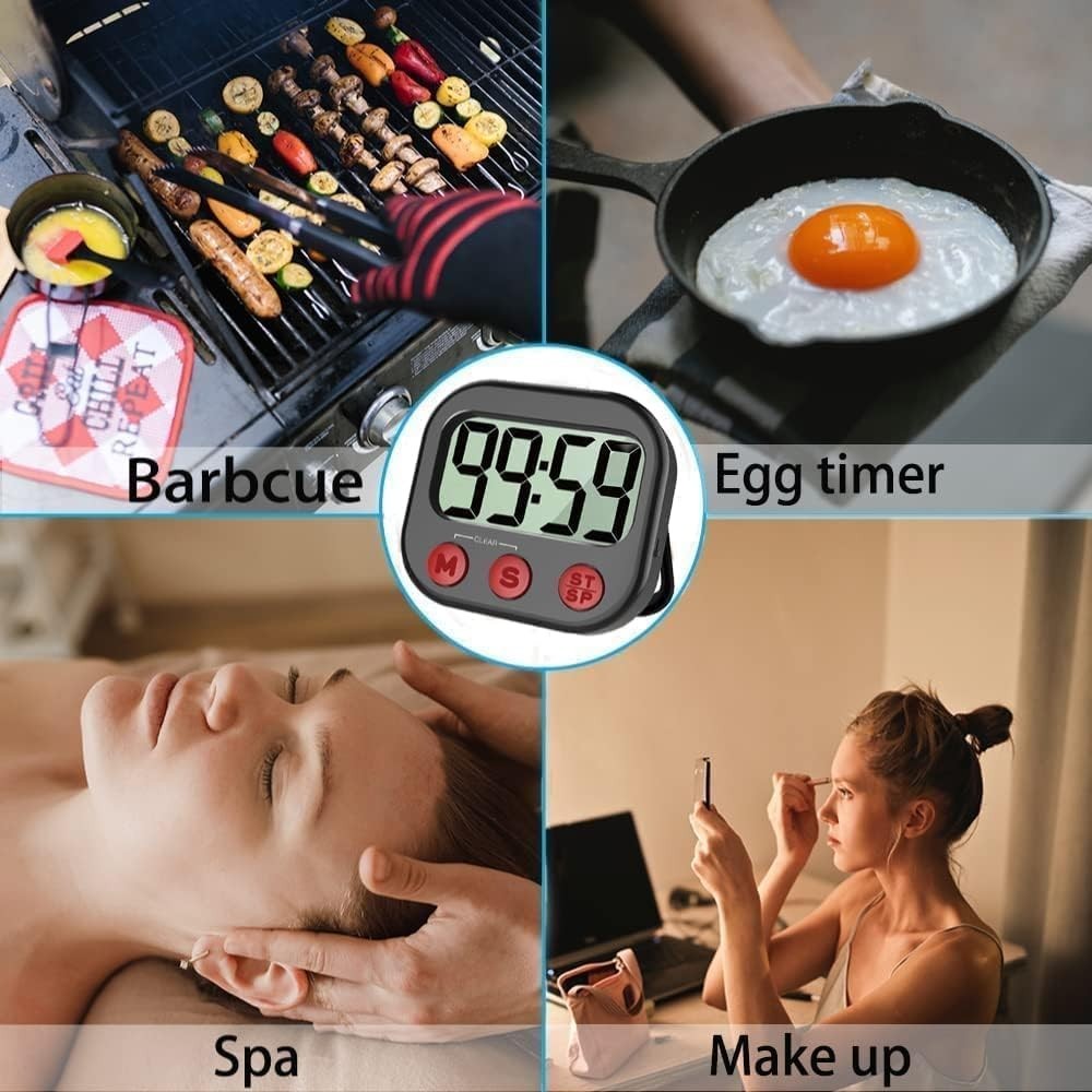 Loud Digital Kitchen Timer with Large LCD Display - Ideal Cooking Companion