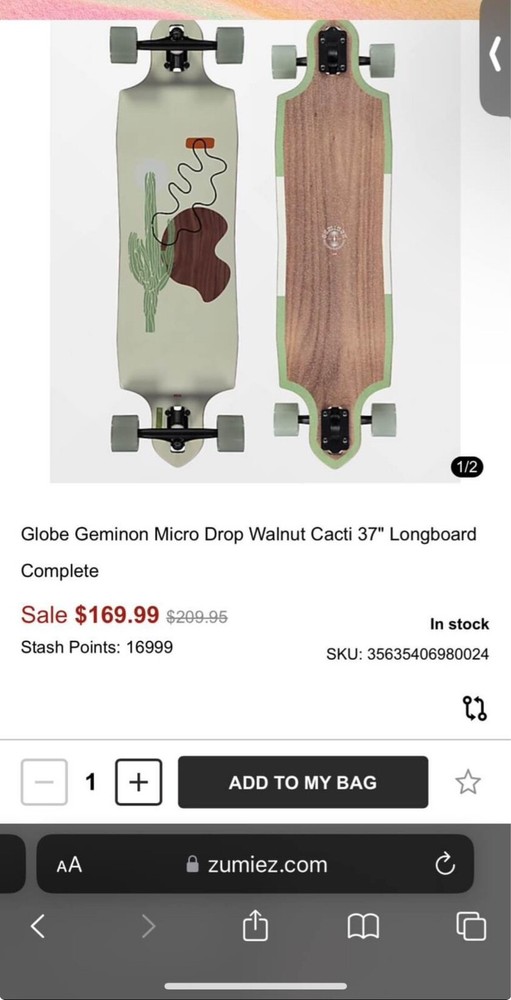 Globe Geminon Micro Drop Walnut Cacti 37" Longboard Complete