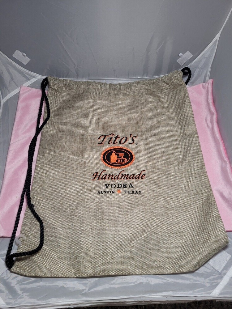 Tito's Handmade Vodka Canvas Drawstring Backpack Bag